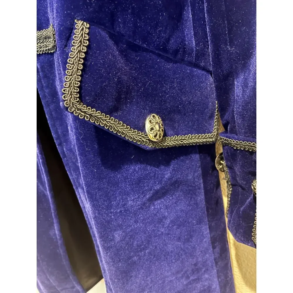 DarcChic Men's Gothic Velvet Navy Coat Steampunk Riding Jacket Small NWT